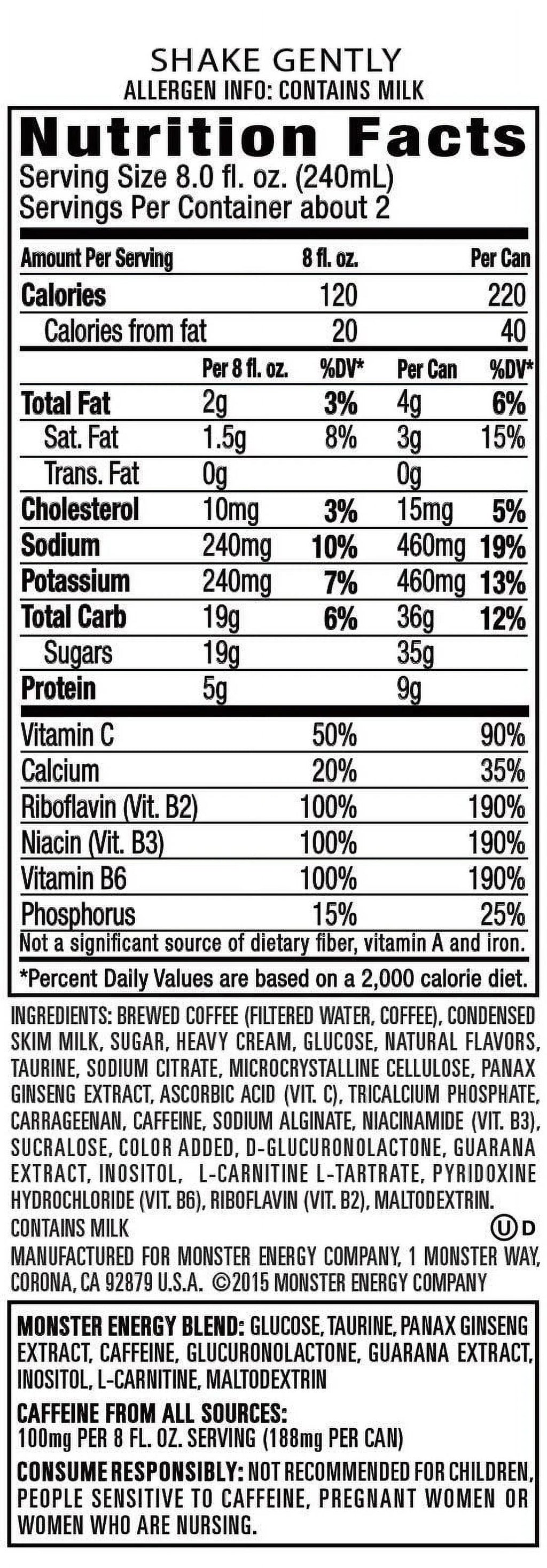 '+ of energy monster 12) loca (pack moca, java drink, coffee ounce 15