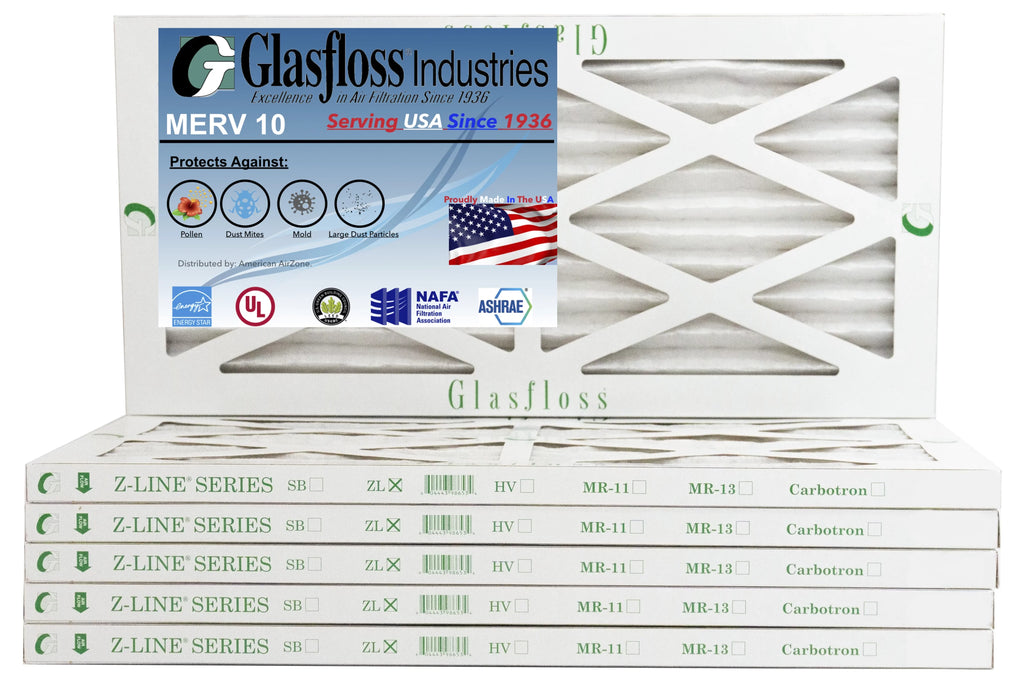 '- 10 inch) 5.5 in USA - (Actual Furnace Filter 23.5x7/8 x - Size: 6x24x1 Air Made Glasfloss -Qty:6 MERV