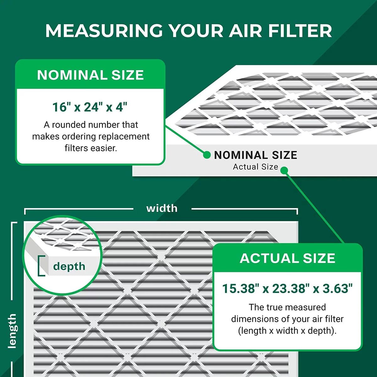 MERV AC Furnace Filterbuy 8 HVAC (6-Pack) 16x24x4 Air Pleated Filters