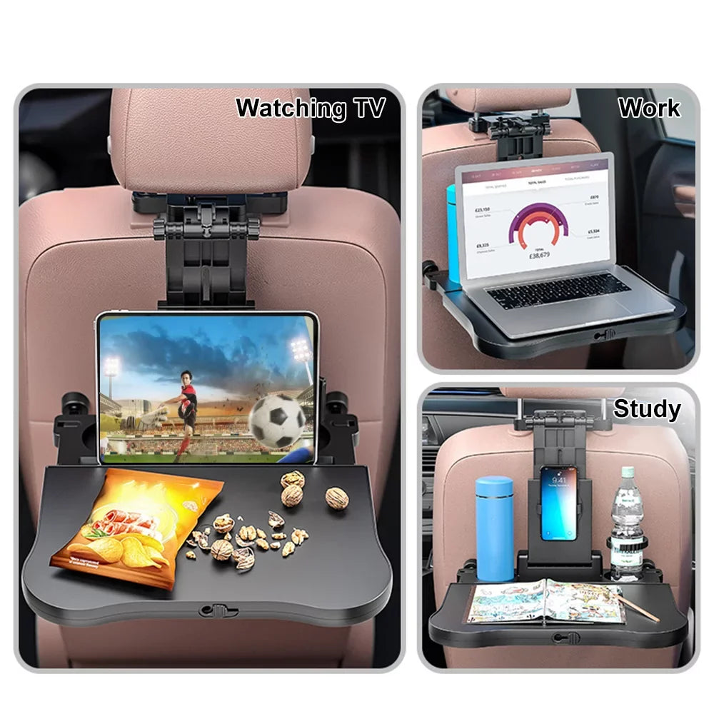 Travel Writing, Tray - Back for with Car Ideal Eating Foldable, Holder Multifunctional Phone Design Working, - Table: Black Adjustable Seat Convenient