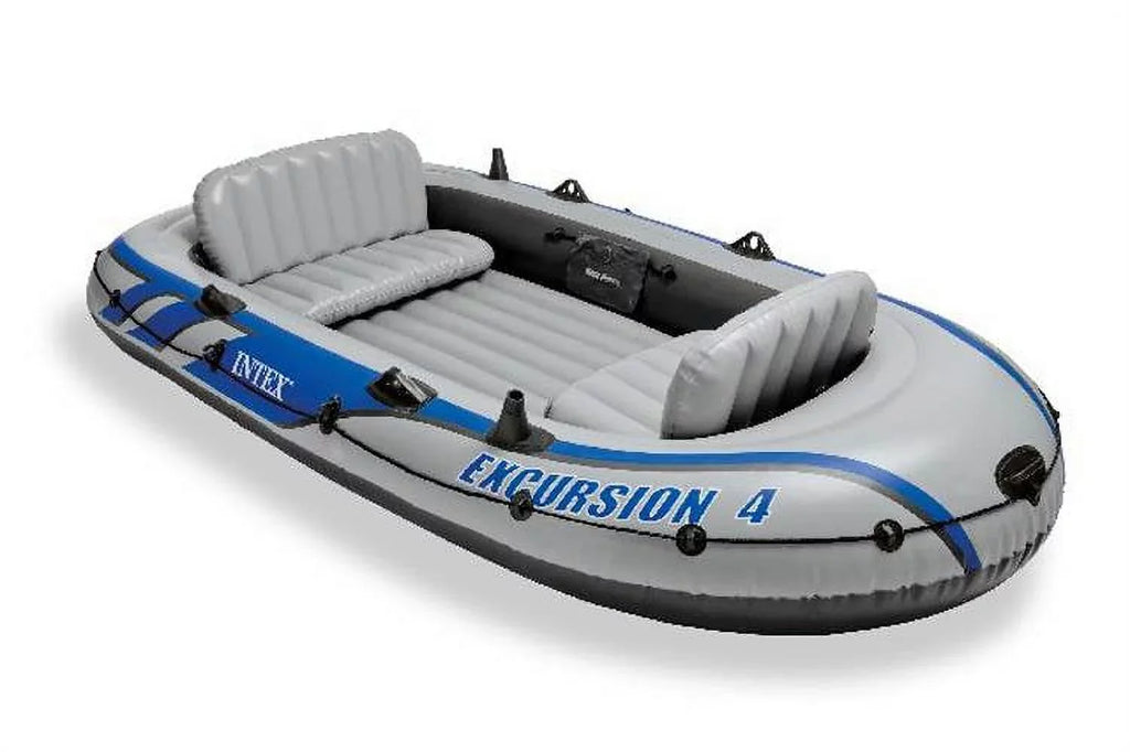 4 Boat Inflatable Rafting Pump Person w/ (3 Intex & Excursion Fishing Oars Pack)