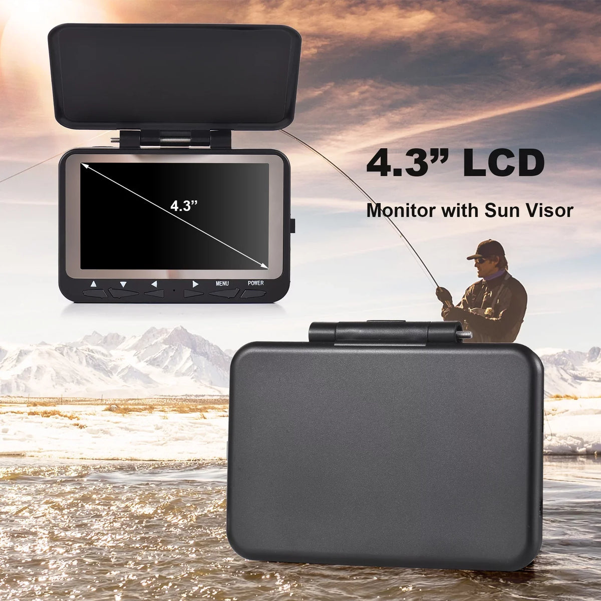 Arealer Camera IR 1200TVL Night 15M/30M Finder Vision Fishing Boat Underwater for LED Fishing Ice Camera 4.3'' LCD8PCS Fish