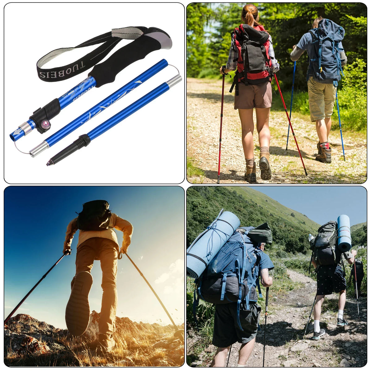 Blue Poles, Collapsible Trekking Alloy, Pole Inch Hiking 43 Uxcell Dark Aluminum