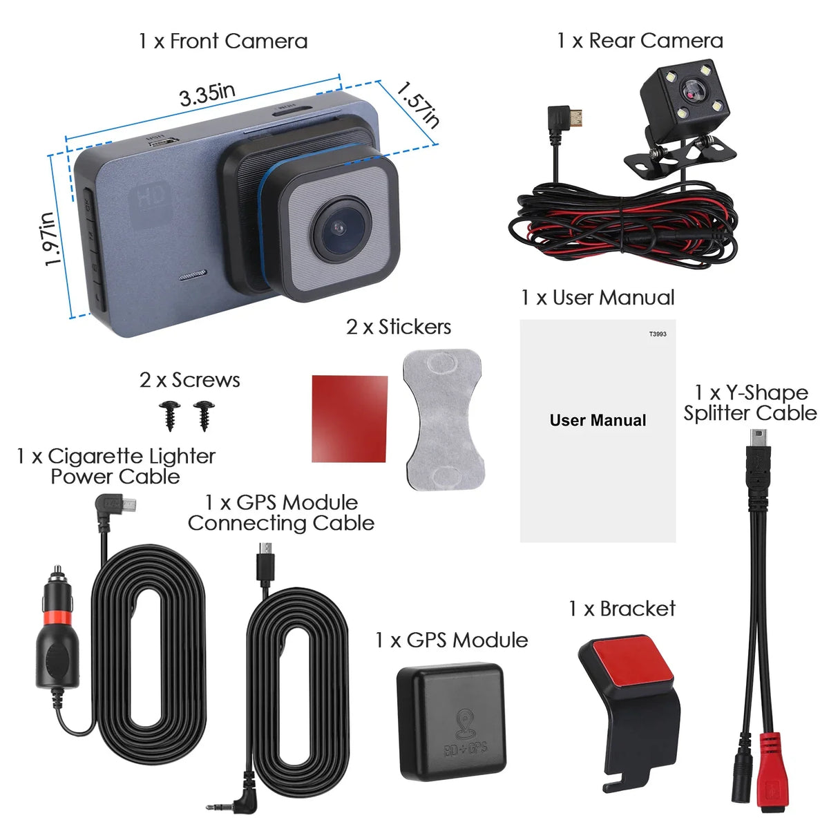 Cam, Dash Vision Detection WiFi G-Sensor 1080P Recorder, with DVR Car Monitor Universal iMounTEK Lens Night Control GPS Dual Vehicle Parking APP Motion Driving