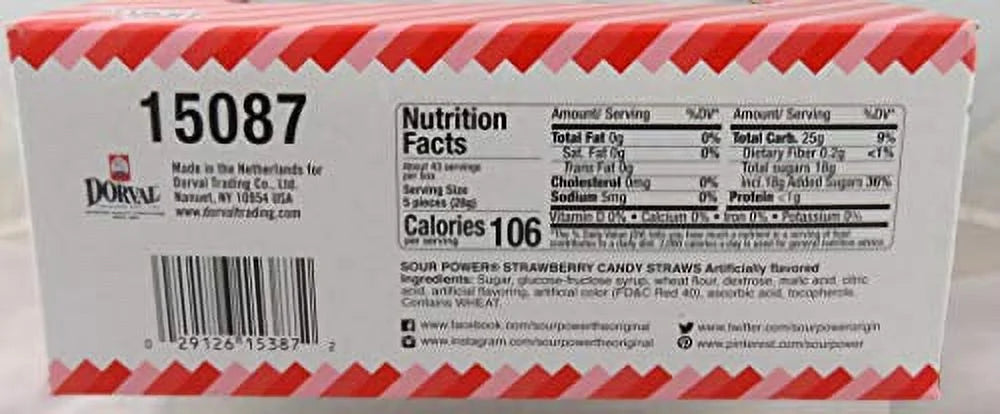 (Pack (2912615) Strawberry (Pack of 24) 1.75 Sour Candy Straws of Straws, 24), Ounce Power