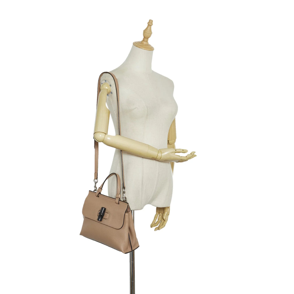 Pre-Owned Brown Leather Satchel Authenticated (Good) Gucci Daily Medium Calf Bamboo Unisex