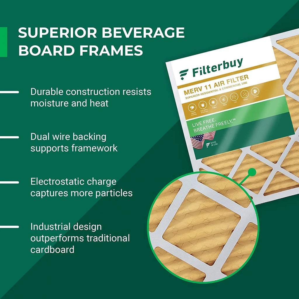 Filterbuy HVAC Filters Air Pleated 11 MERV Furnace 10x14x2 AC (3-Pack)