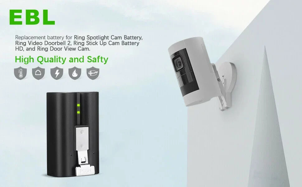 Batteries Replacement Rechargeable Video for Backup Cam, Doorbell 6040mAh Battery 2/3/3 Doorbell Plus/4, with Cam, Stick Ring 3.65V Spotlight Doorbell Up Compatible Camera, 4-Pack Ring EBL
