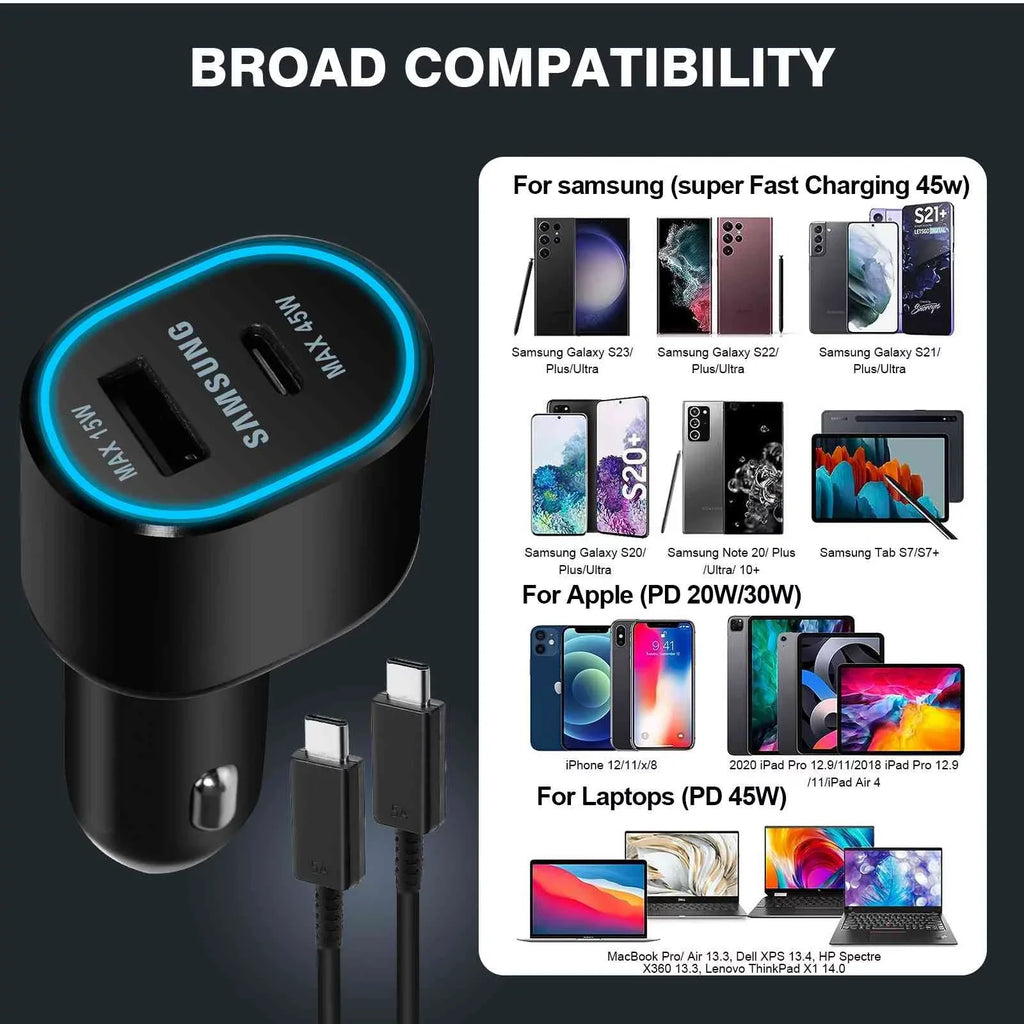 (2023) Car Super Usb Black Charger Two EP-L5300 Y700 Legion (45W+15W) for Ports Dual Fast Lenovo