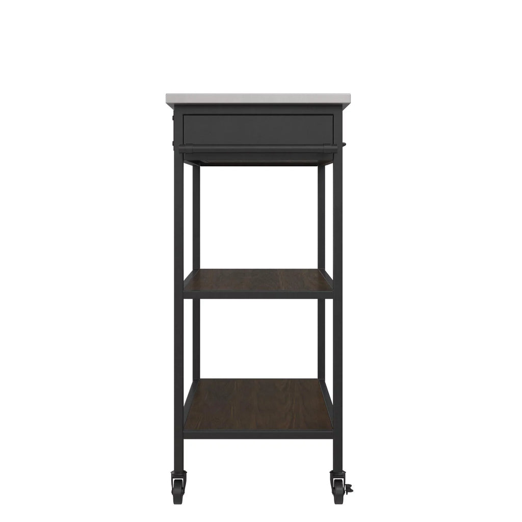 Cart, Black Counter Frame, Brown Pantry Kane Stainless Steel Storage,  Kitchen Top, DHP