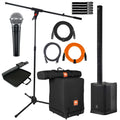 Vocal System PRX Powered SM58 Microphone PA Package with ONE JBL Shure Column Portable All-In-One