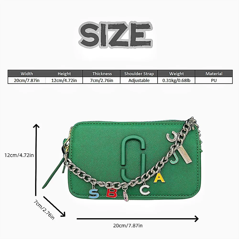 Chain body Bag Cross Snapshot with Women's Purple Leather Strap Logo