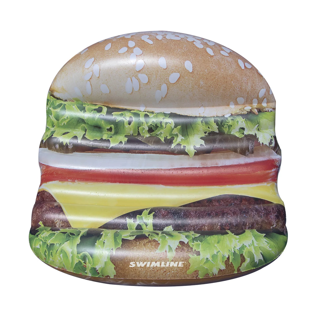Pool 60-Inch Island Inflatable Float Swimming Deluxe Brown Cheeseburger