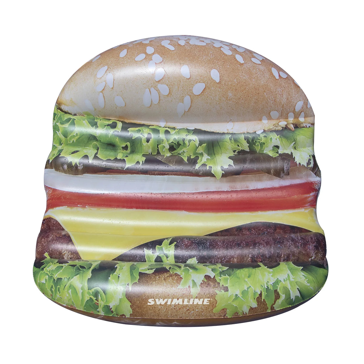 Pool 60-Inch Island Inflatable Float Swimming Deluxe Brown Cheeseburger