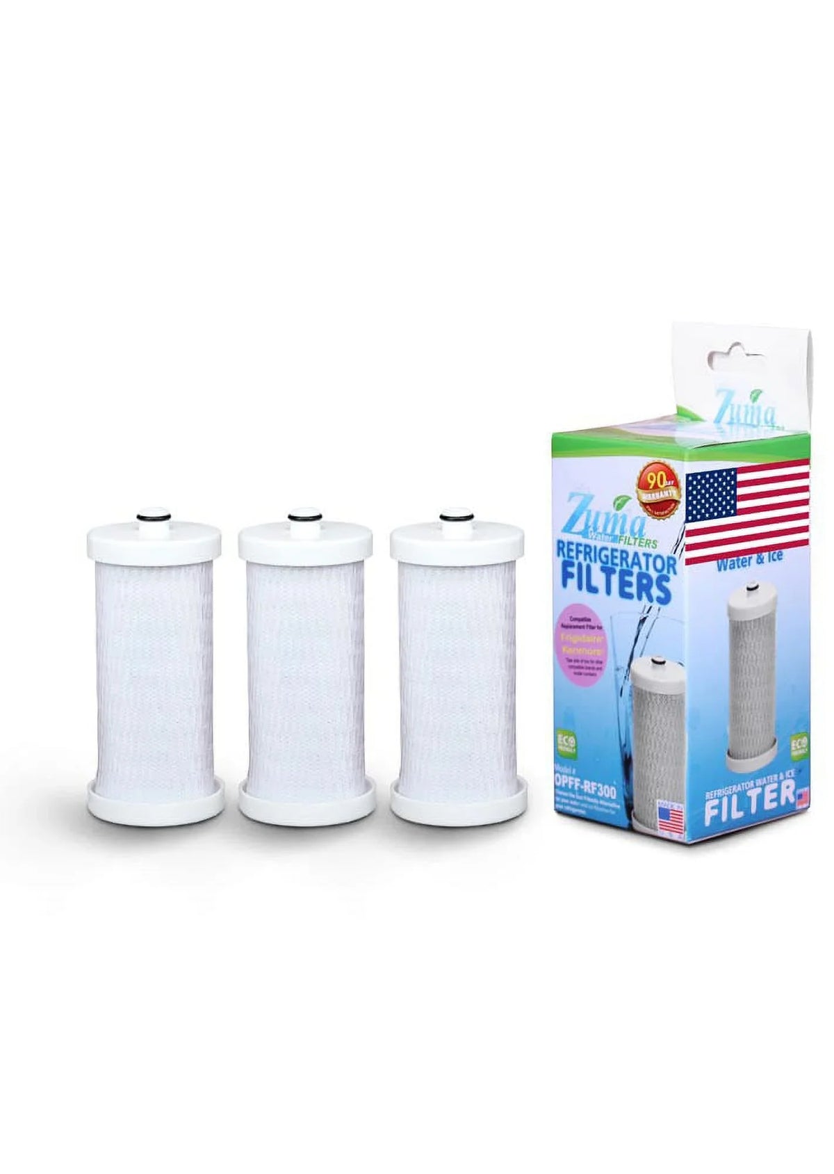 '- U.S.A. Brand # , OPFF-RF300 204389101 Model , Liquid in 3 and with Compatible Ice Filter , Frigidaire® ZUMA Made - Pack