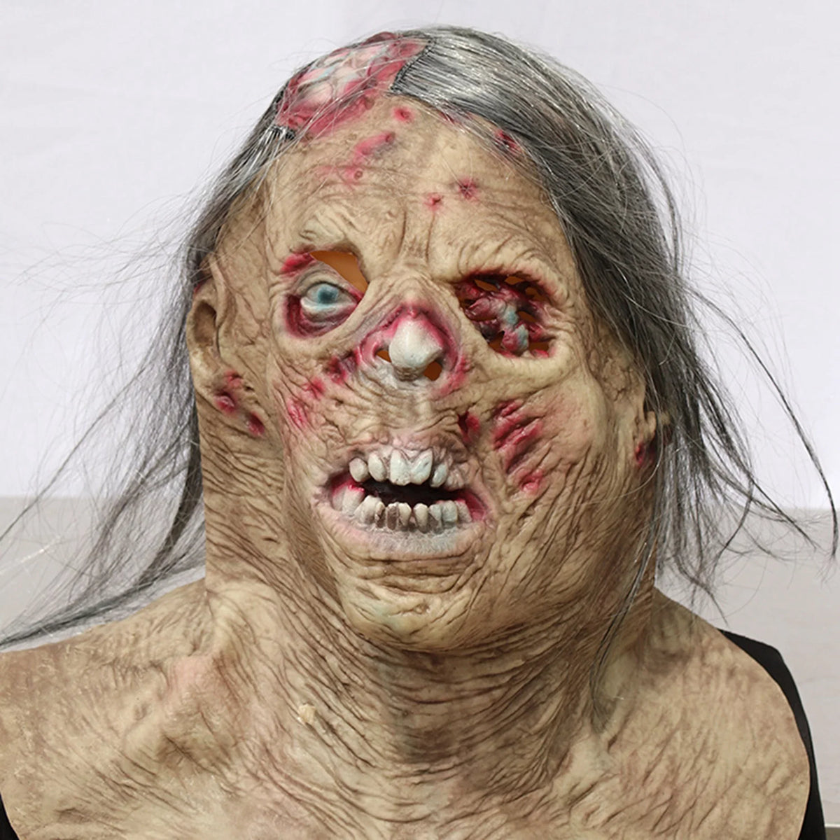 Headgear Injured Breathable Zombie Halloween Protector Eye Full One Scary Realistic Face opening Costume Head Props