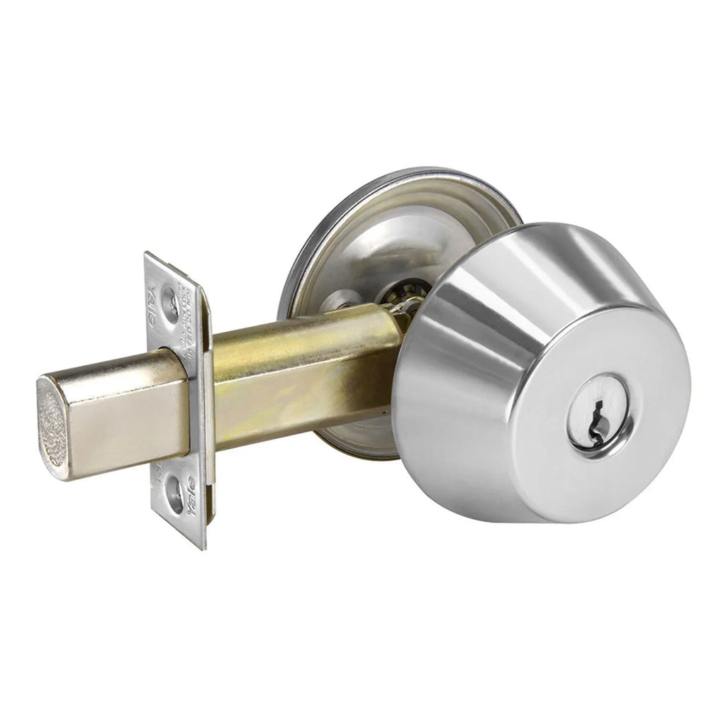 Chrome Single 1 Satin 2-3/4 Grade Yale Face Cylinder x Deadbolt 1 Backset 626 2-1/4 D112