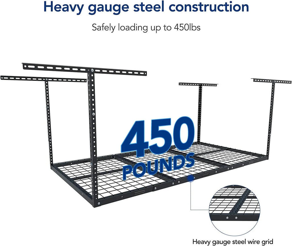 Rack Ceiling Rack 6FT HECASA 3FT Storage Steel Black x 72" Overhead Duty Shelf Heavy Mounted 36" X