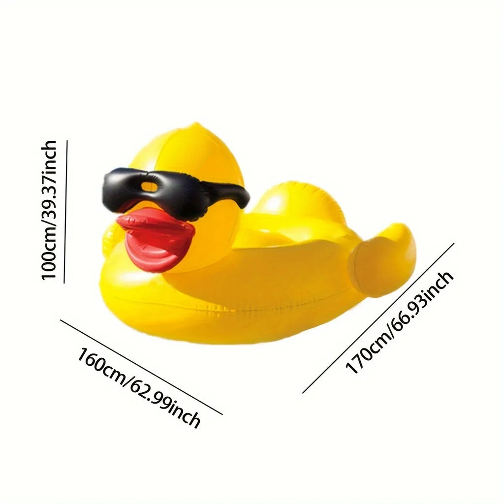 Beverage Big Inflatable Duck Yellow PVC 1pc Two Floating Liquid Holders With Toy Raft,