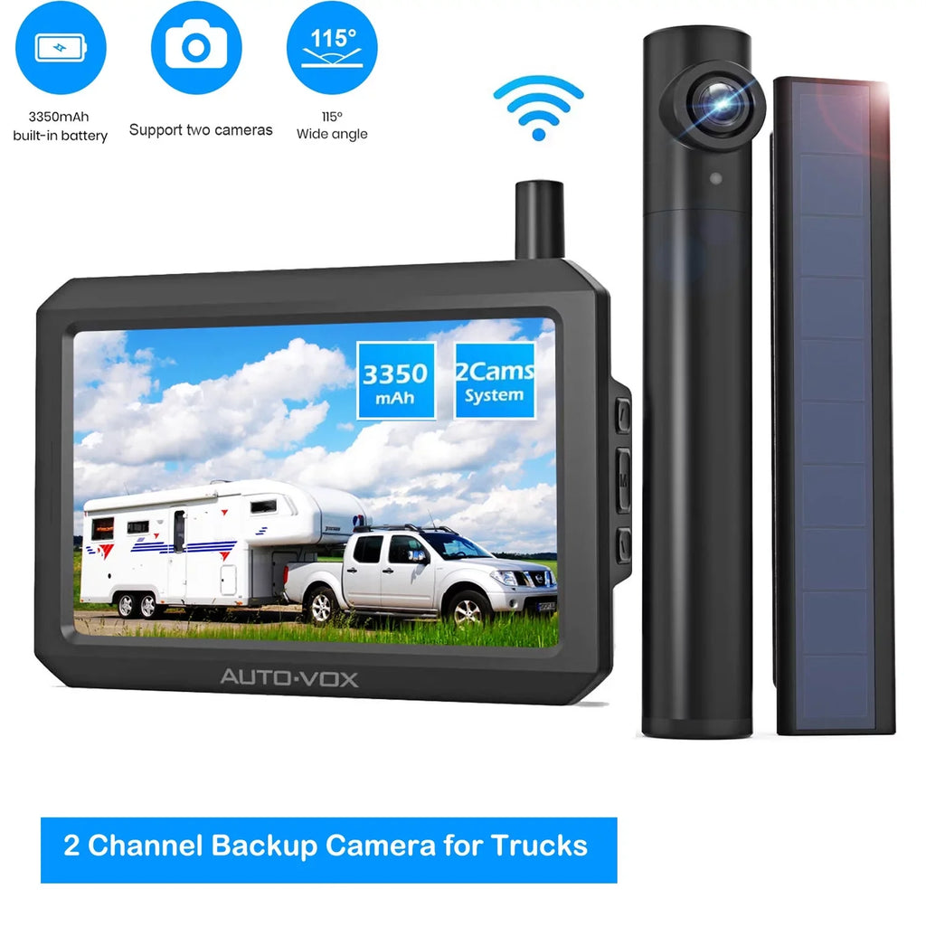 Backup System with Trucks Wireless for View Rear Highway Panel, Camera Observation Trailer Auto-Vox Camera Solar