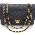 double flap (Good) matelasse Chanel shoulder gold bag ladies Pre-Owned black CHANEL leather