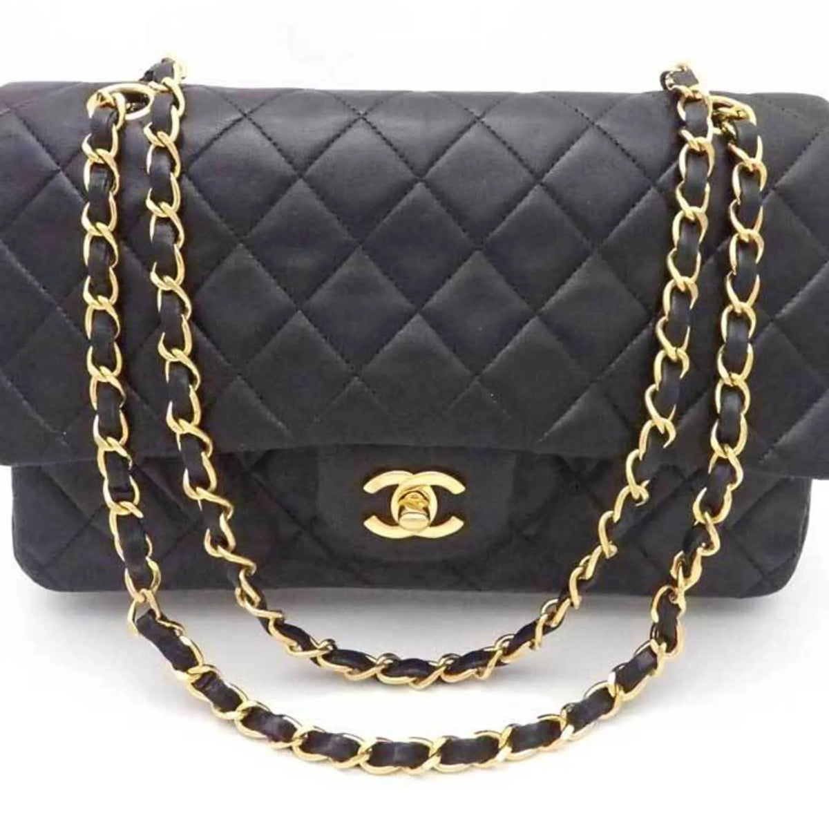 double flap (Good) matelasse Chanel shoulder gold bag ladies Pre-Owned black CHANEL leather
