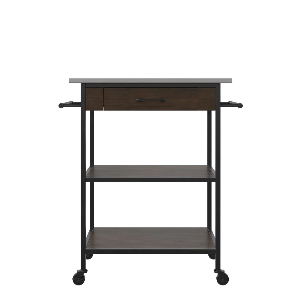 Cart, Black Counter Frame, Brown Pantry Kane Stainless Steel Storage,  Kitchen Top, DHP