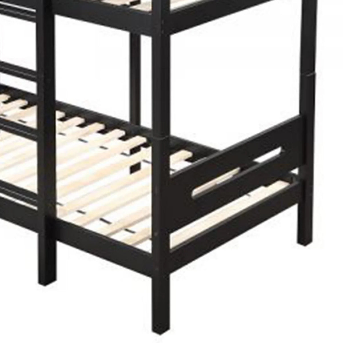 Black Wood, Size Front Facing Bed Bunk Benjara Solid Ladder Pine - Asin with Twin