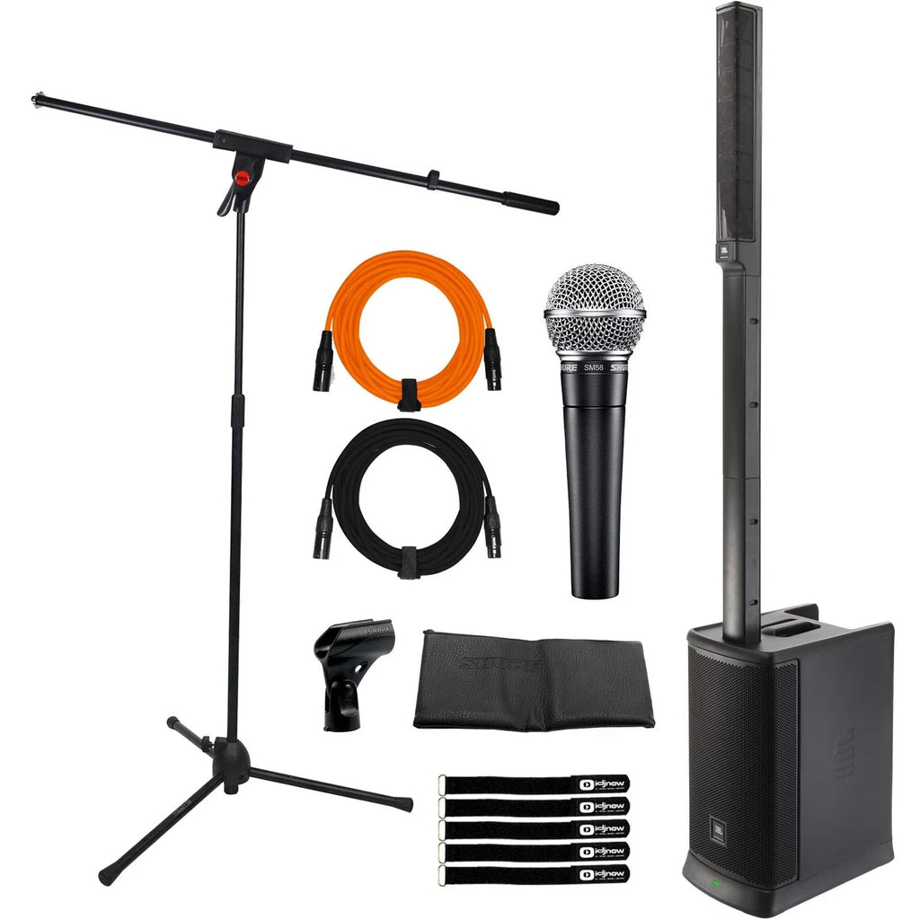 Microphone with All-In-One ONE Column-Speaker PA Rechargeable Vocal SM58 Personal System EON JBL Package Mk2 Shure Professional