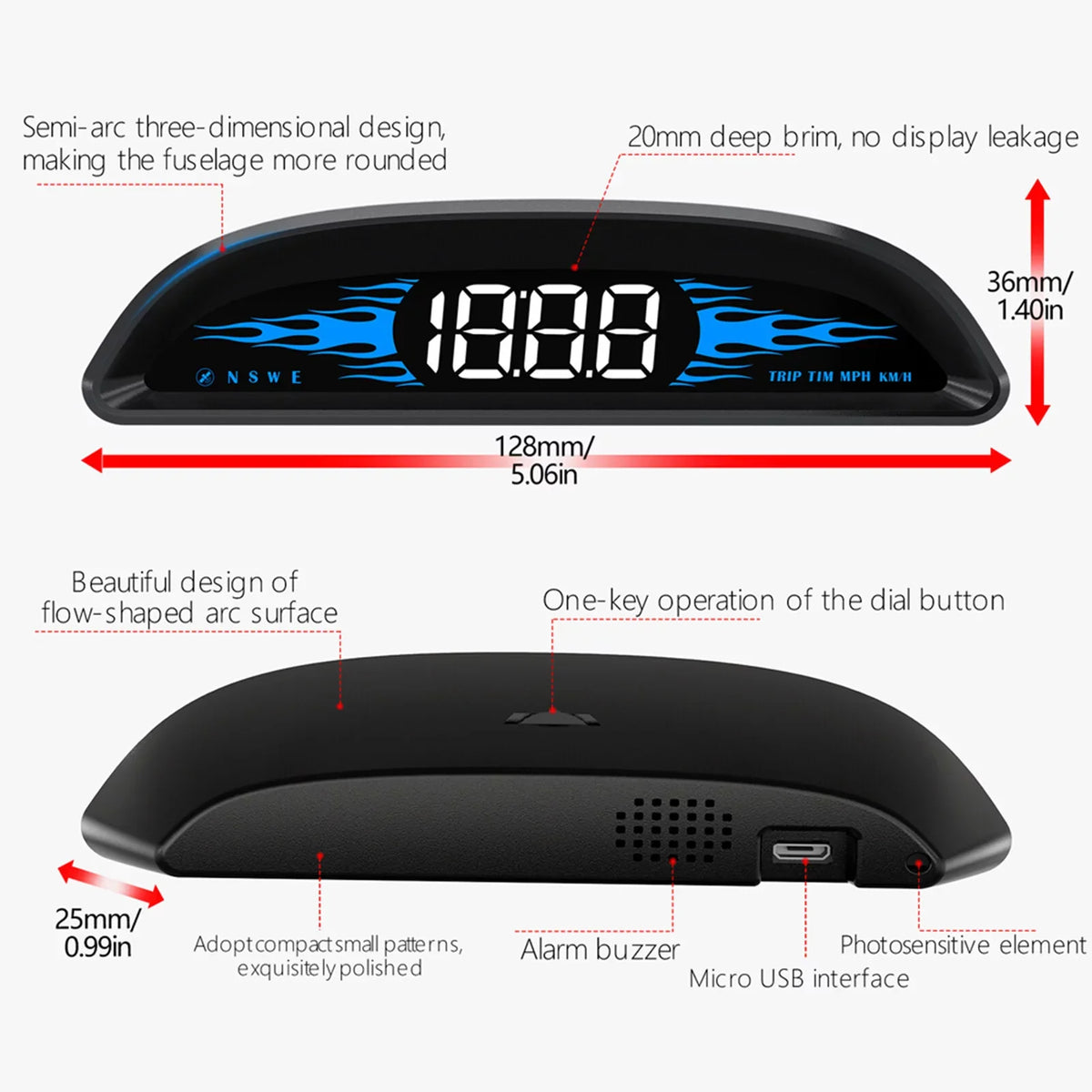 for Direction, Alarm Speedometer, Andoer Head-up GPS Display Navigation Vehicles, Mileage, Overspeed Time,