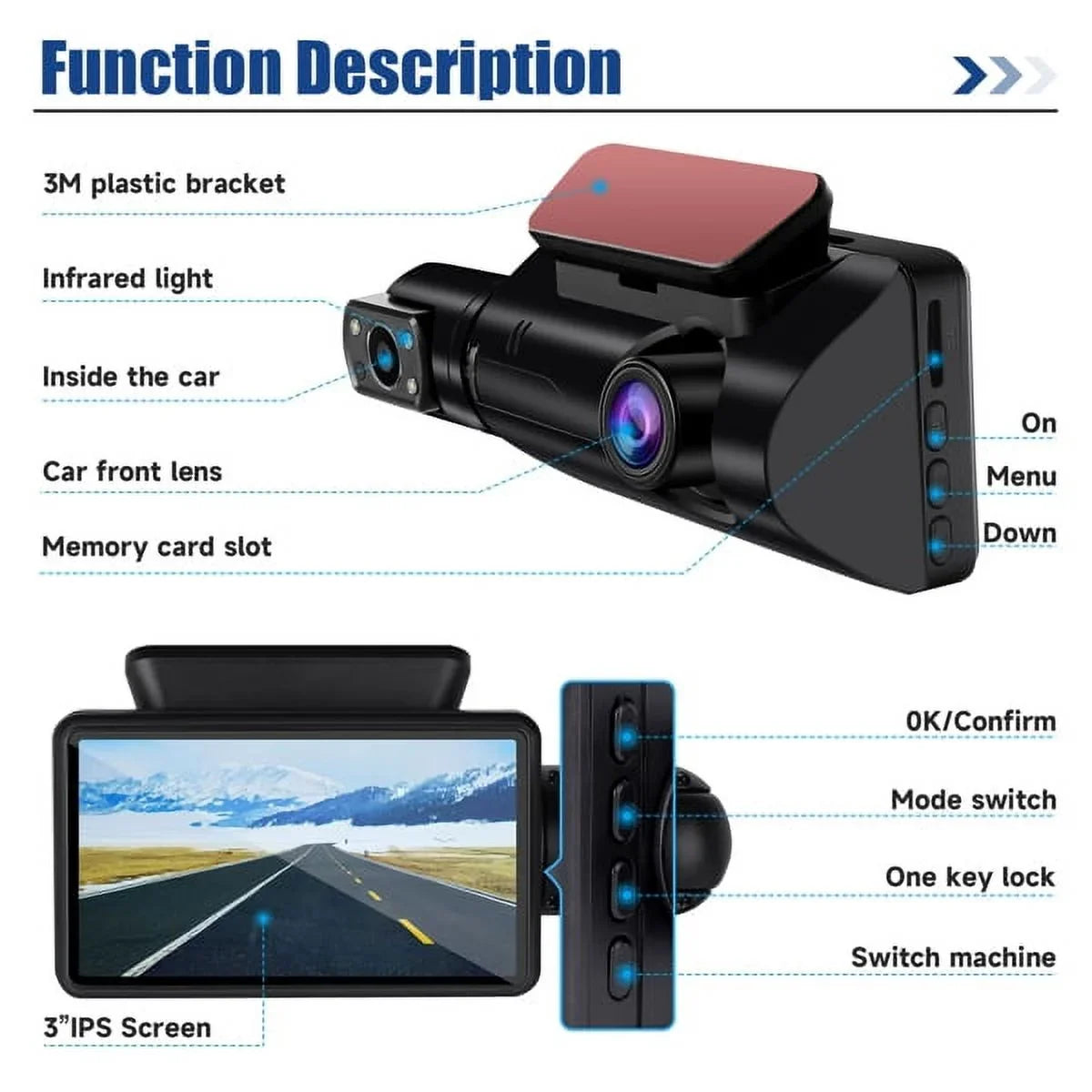 Rear, 1080P Wide SYTHERS and Front Angle Night Dash with 170° & Camera Cam Dash Vision G-Sensor