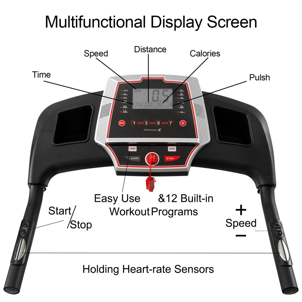 Incline, Home with Folding - 3.5HP Pouseayar Foldable Portable for Black Treadmills