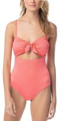 Tie-Front Coral 8 One-Piece Size Camuto Swimsuit Smocked $122 Bloom Vince