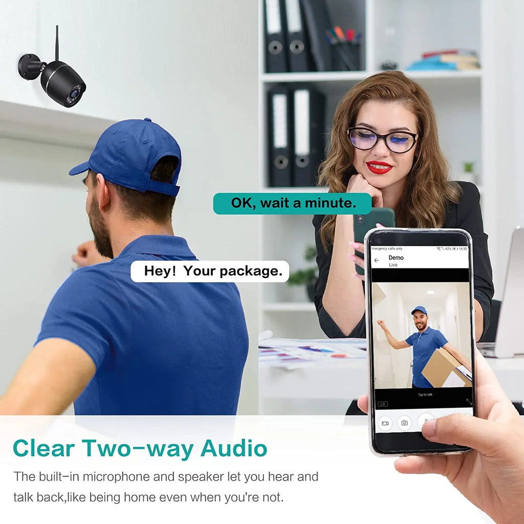 Full Security Alexa Case Cameras 1080P for Cameras, Liquidproof Alert, Outdoor Motion Detection Pack Home Security Camera Two-Way Card Cloud, with 2 Bullet SD Compatible Audio, WiFi