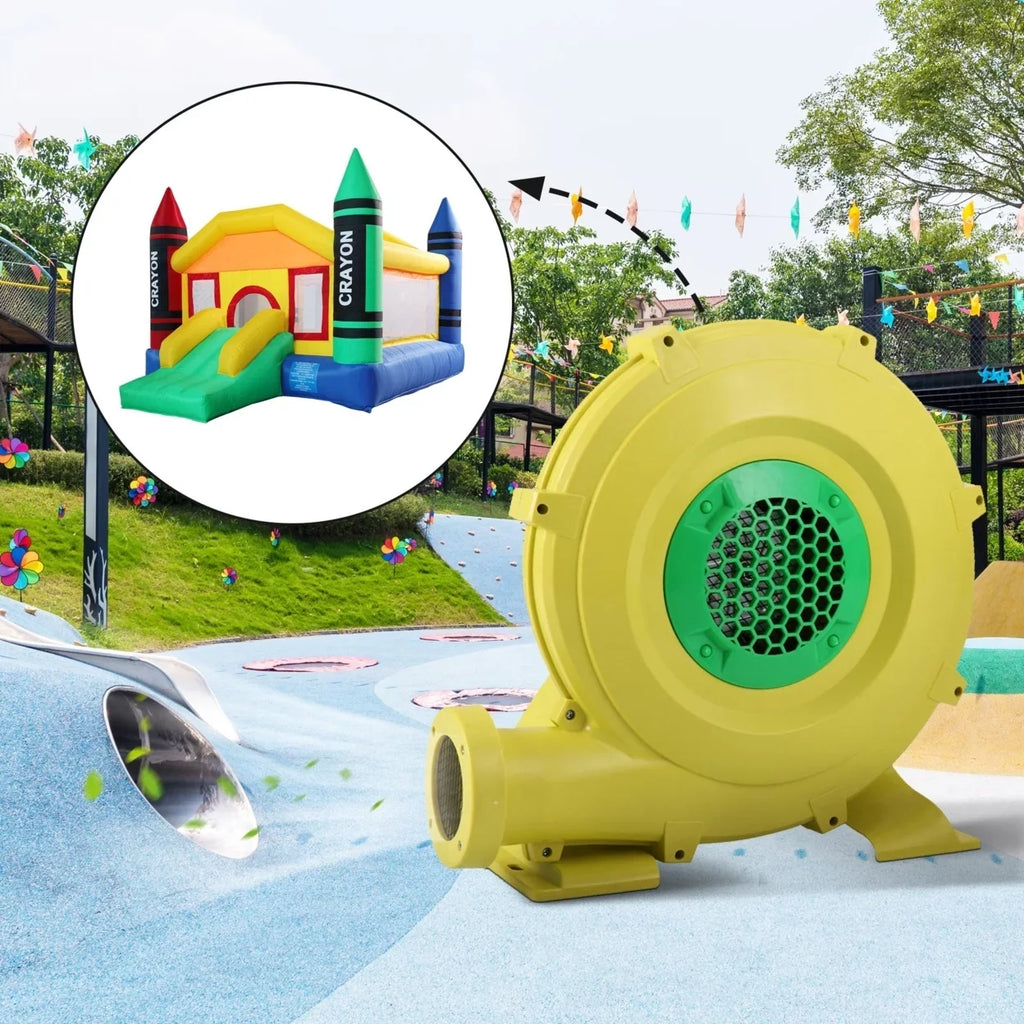 Pump Slides, Blower, Outdoor Inflatable Green Fan Yellow Safe, Liquid and for Indoor Air Bounce Portable Castle, -