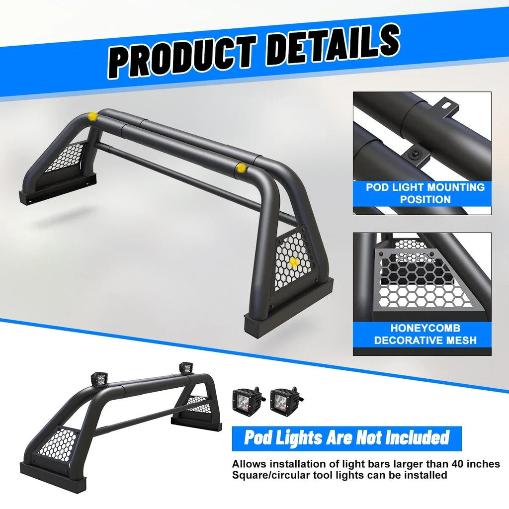 Bed Fit 62.9-74.7" and For sierra Bar Bar Chase Rack Adjustable silverado/GMC Truck Chevy 1999-2013 2019-2023 Roll Sport