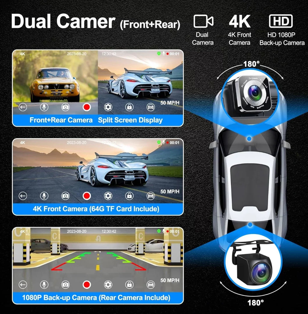 Inch Android Dashcam Carplay& 4K IPS with Back-up Portable Bluetooth/Siri/Google/GPS/Mirror-Link Touchscreen Wireless HD Auto Screen,10.26 and Support Car Camera