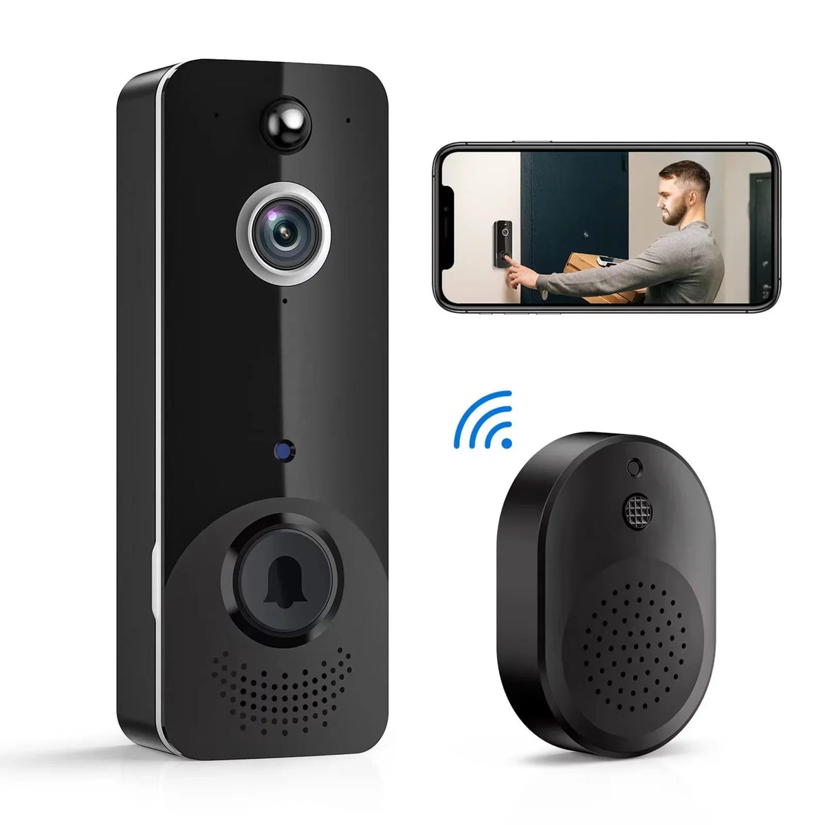 Video Wireless Doorbell Call with Ring Camera, Home Mount Two-way Doorbell Detection Intercom Security Wireless Video Camera, Vision, 2.4G Door Doorbell Camera Doorbell Motion WiFi Camera, Night