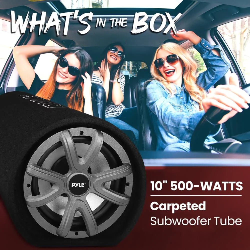 Pyle10-Inch Bass Carpeted Car Enclosure Audio 500-Watt Speaker  Subwoofer High Power System Sub