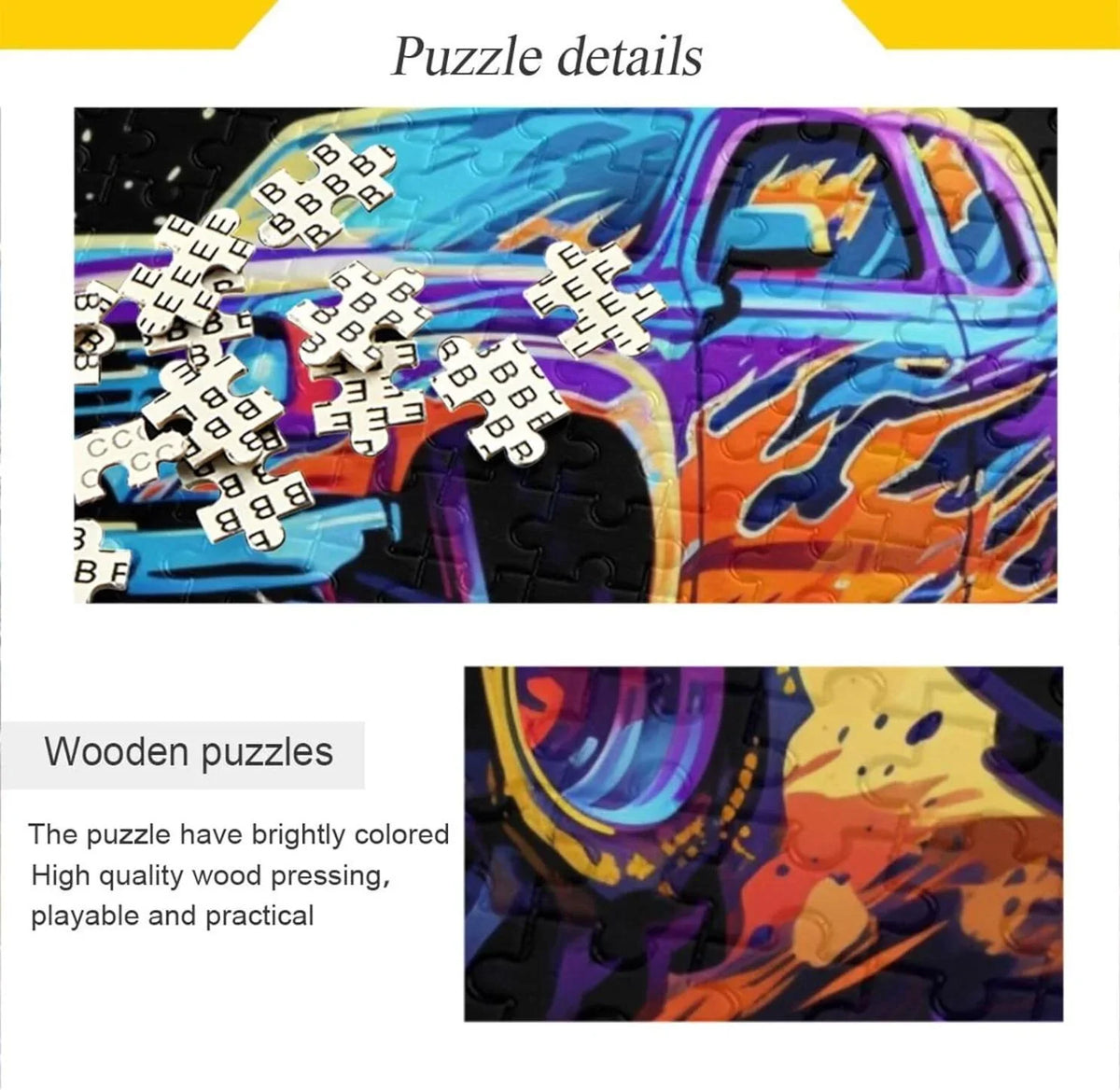 Material Composite Jigsaw Challenging for for Family with Truck Game Storage Zigsaw 500 Friends Neon Kids Parents PCS Monster Bag, Adults, Fun Puzzle, Puzzle Gift Brain Wood Exercise Paper