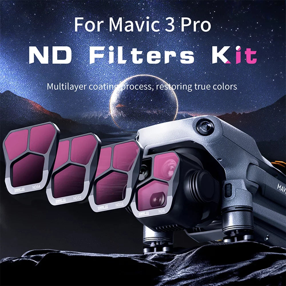 Mavic Pro Material ND8ND16ND32ND64 Filter Liquidproof Lens Filters -reflective Coatings 4-Pack AGC Optical 3 Scratch-resistant with Compatible Glass Docooler Aluminum