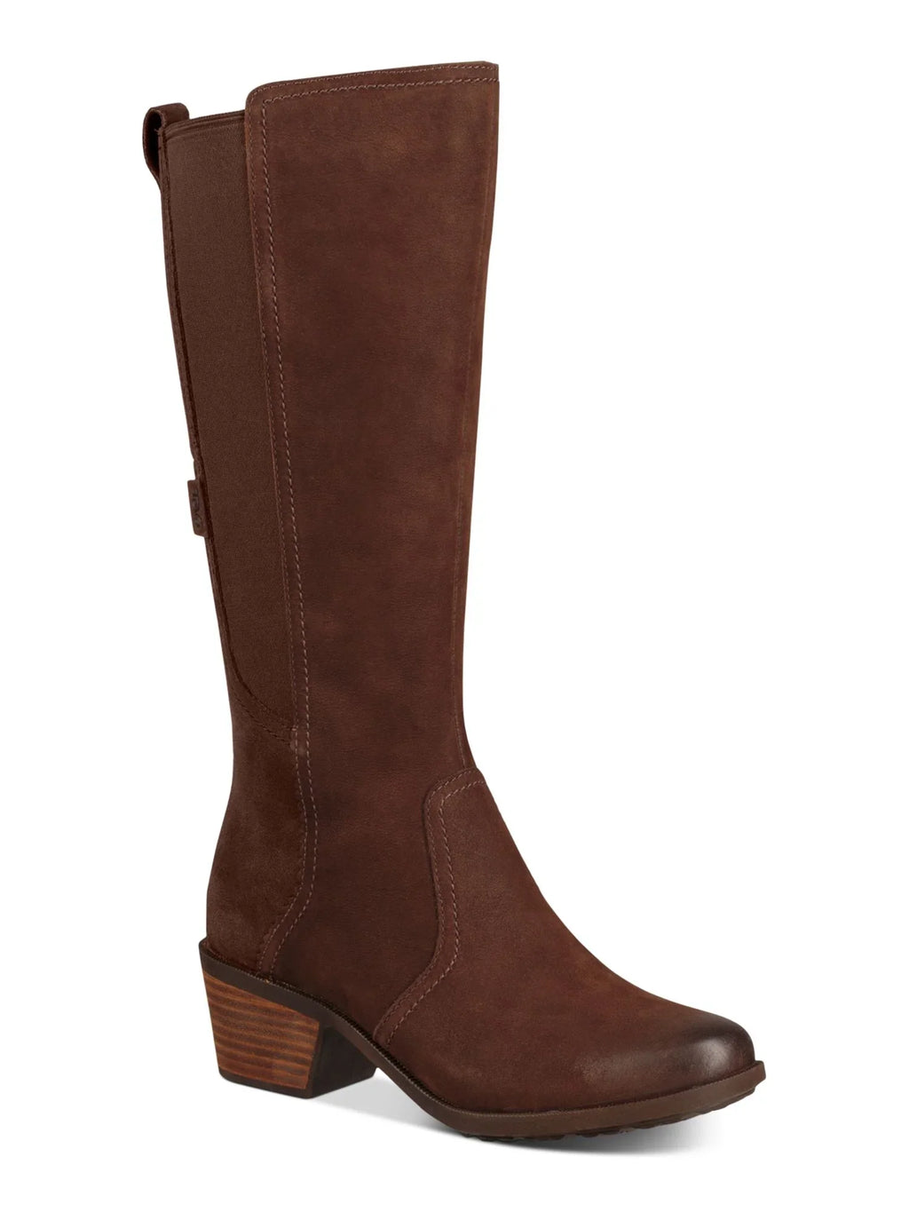 Anaya Riding Padded Boot Heel  Round Liquidproof 7.5 Goring Block Leather Zip-Up Toe Brown TEVA