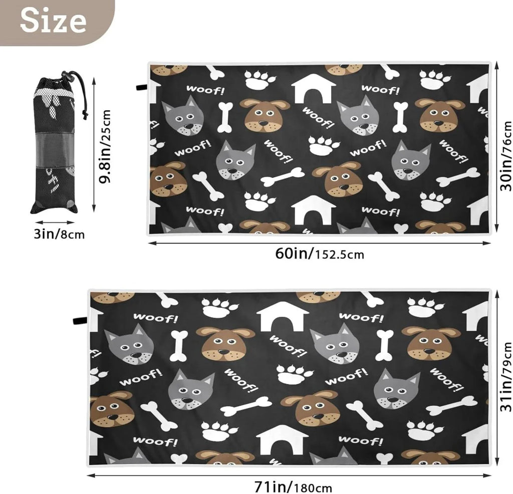 Thin Towel, Sand Beach Quick Oversized Dry Swim Pool Multipurpose Free Blanket, Yoga Microfiber Towel Bath Bestwell 31”X71” Lovely Lightweight Dogs Towel Shower Towel