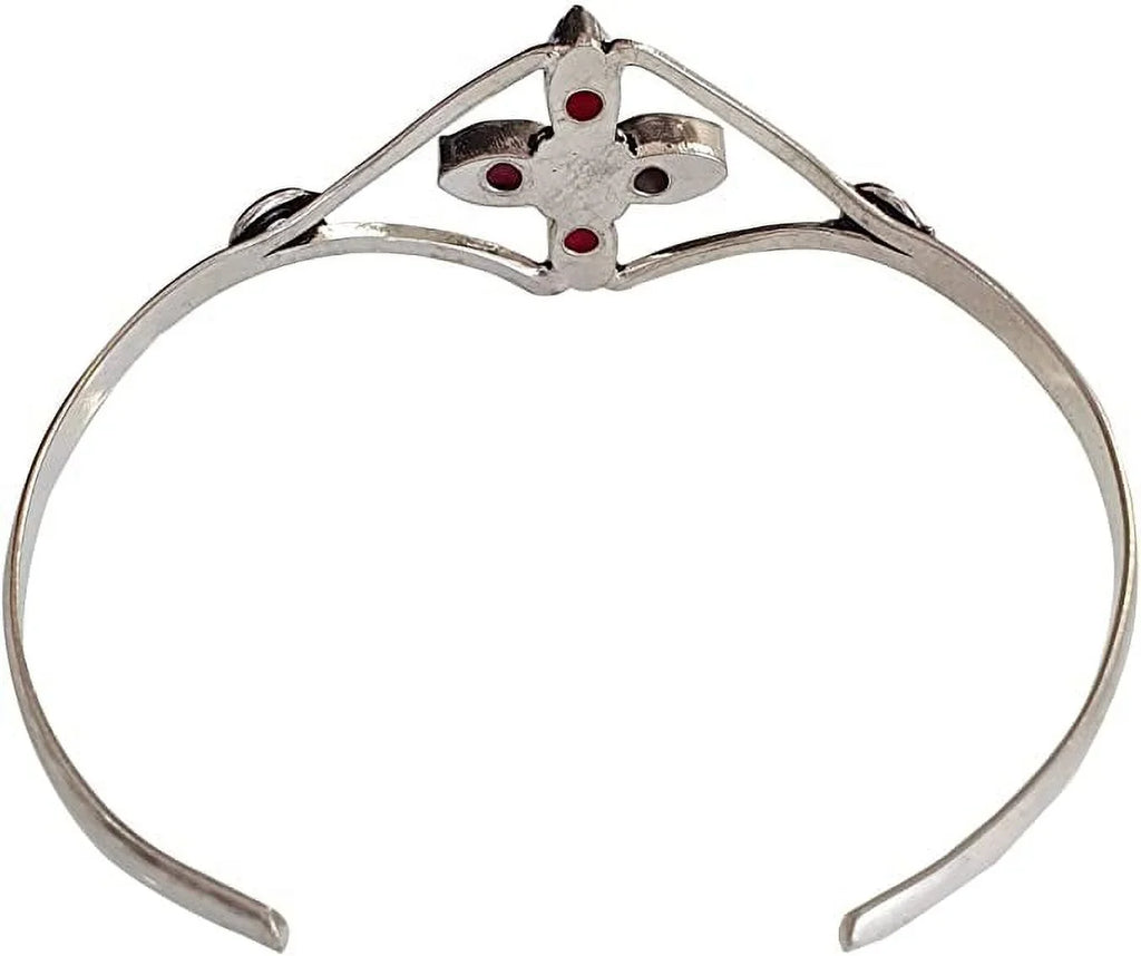 Bracelet, Bohemian Modern Boho Tribal Designer Party Fashion Design Natural Women, Gemstone Cuff Red Jewelry for Silver Ruby Bracelet Plated Handmade