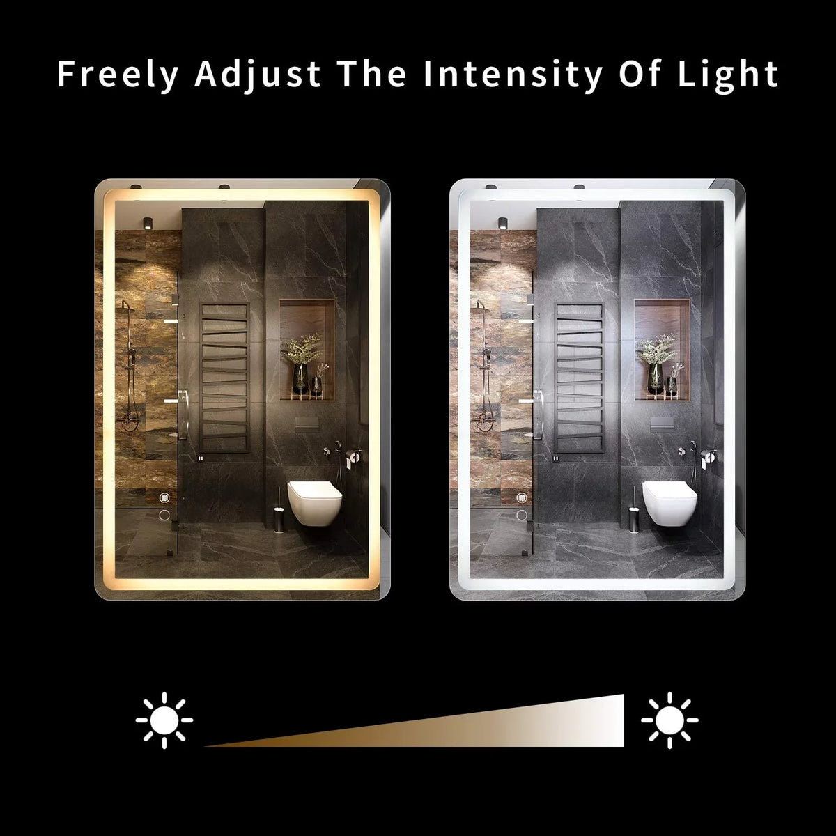 Deluxe Mirror 28 36 Large Bathroom CoSoTower LED with x White/Warm Anti-Fog Transparent Dimmable Vanity Inch Wall Makeup Simple Light（Horizontal/Vertical）,