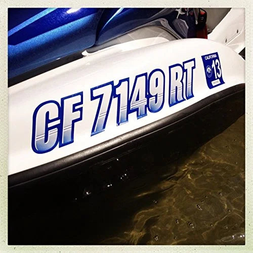 for Letters Stickers Techtron Identification Boats  Numbers Decals & PWC 3" Kit Personal Liquidcraft STIFFIE & Yellow/Blue Alpha-Numeric Registration Custom