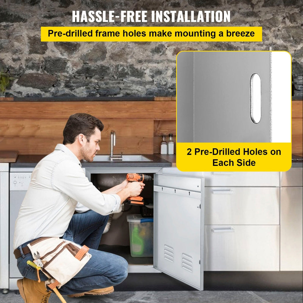 Door Stainless Steel BBQ inch Door 17x24 Access Storage for Vertical Vents Single with Island