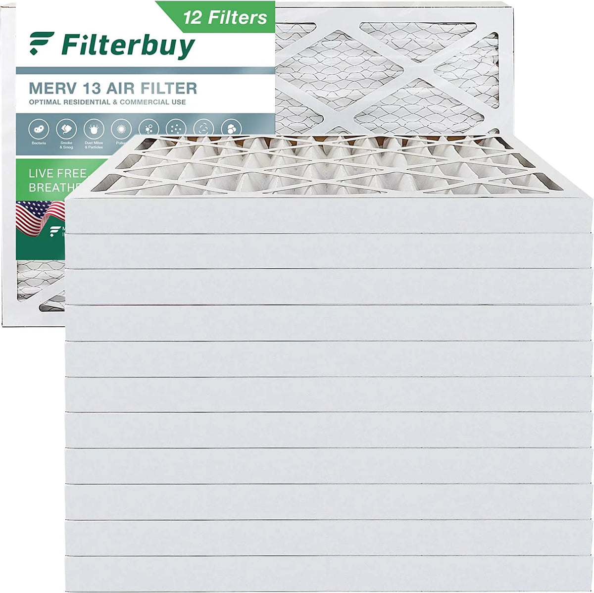 Air Filters Filterbuy AC Furnace (12-Pack) HVAC 8x24x2 Pleated 13 MERV