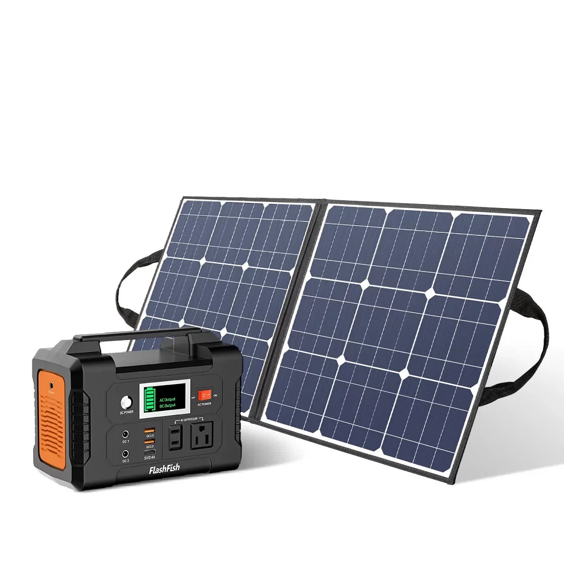 Flashfish Portable Station, DC Charger Portable with Solar 5V Foldable Output Solar FlashFish Solar Panel, 18V with USB 40800mAh 18V 50W 200W Power Generator
