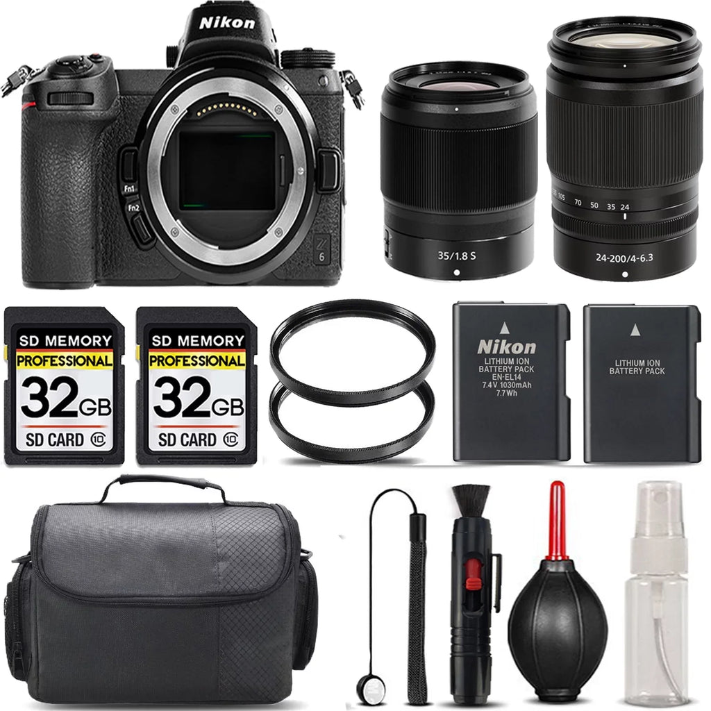 '+ + S Storage f/4-6.3 + Filter International Mirrorless with Lens + Kit 64GB Cleaning 24-200mm Lens Case VR + UV Version Battery + Nikon Backup 35mm - f/1.8 Z6